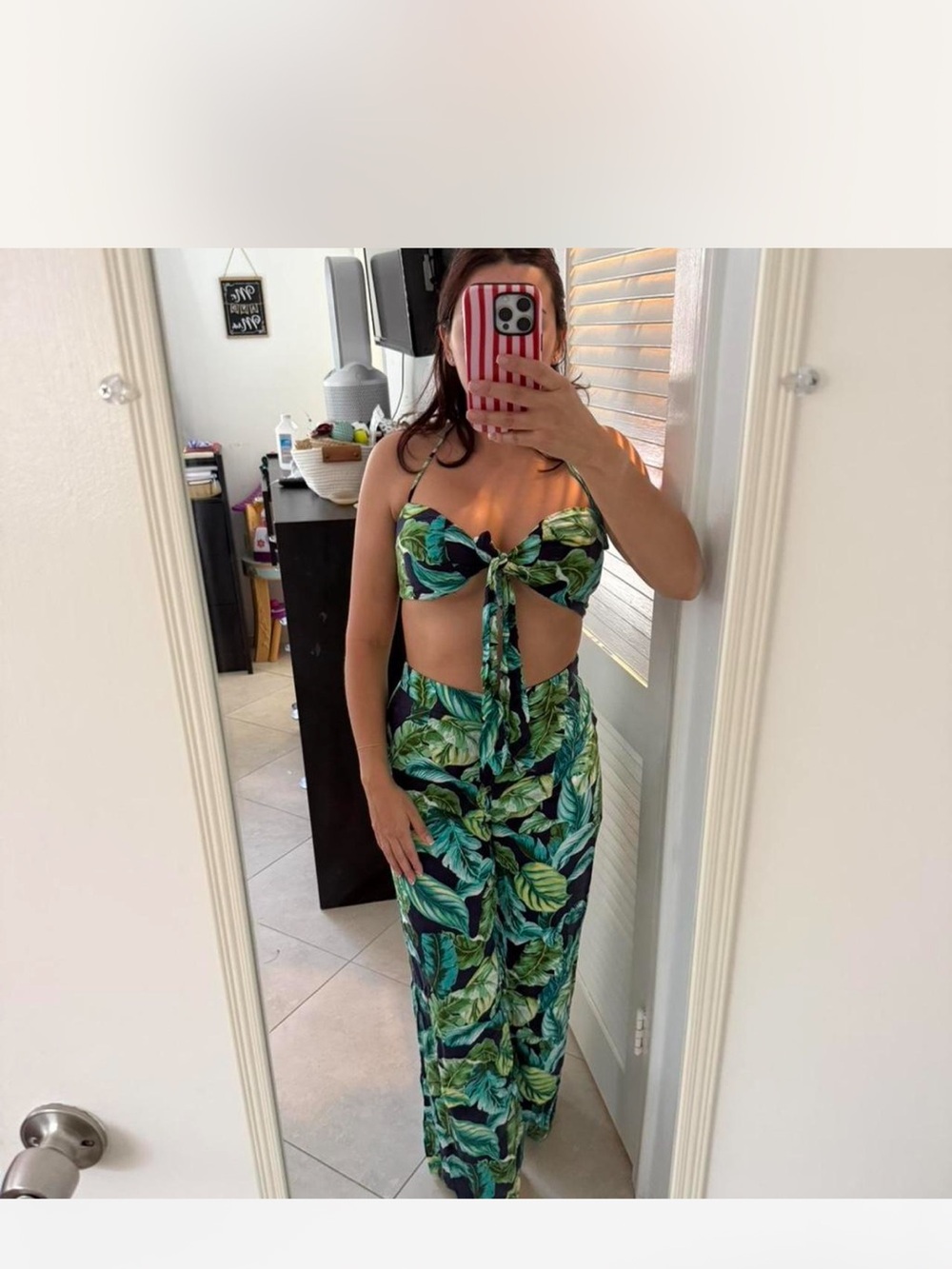 Tropical Leaf Two-Piece Set - Green Leaf Print